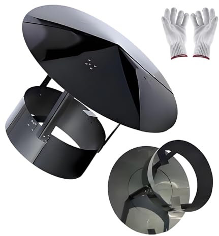 Cappellino Per Camino In Acciaio Inox Nero Titanio, Tappo Di Sfiato Per Canna Fumaria, Cappa Da Pioggia Del Tetto, Copertura Camino A Pellet Stufa, Comignolo Cappello(12 cm-4.72 in)