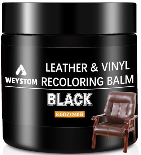 WEYSTOM Kit Riparazione Pelle,Nero Balsamo Ricolorante,Ripara Pelle Divano Graffio,Tinture per Mobili,Rinnovare e Ripristinare Pelle Invecchiata,Sbiadita,Screpolata,Sbucciata e Scottata