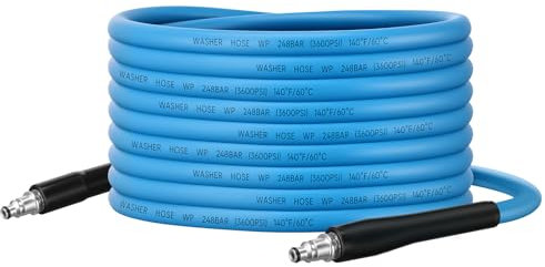 Ampvolts Tuyau Haute Pression 15M Anti-Torsion pour Bosch AQT Aquatak – 250 Bar / 3600 PSI Tuyau de Remplacement Flexible pour Nettoyeur Haute Pression, Raccord Rapide, Utilisation Tous Temps, Bleu