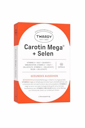 Astrid Twardy Carotin Mega+Selen Kapseln Anti-Aging & Zellschutz mit Betacarotin (Provitamin A), Vitamin C & E, Selen für gesunde, strahlende Haut & Immunabwehr, Nahrungsergänzungsmittel 60 Kapseln