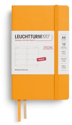 LEUCHTTURM1917 372725 Wochenkalender Pocket (A6) 2026, Rising Sun, Englisch