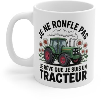 Teecustom Tasse Tracteur Humour Fermier – Mug Cadeau Drôle “Je Ne Ronfle Pas” – Céramique 325ml Micro-Ondes