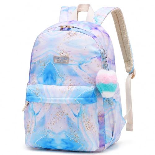 SUN EIGHT School Backpack for Girls, 18 Inch Laptop Backpack for Teens Secondary School, Waterproof Casual Travel Daypack College Women Bookbag (8356-Blue Purple)