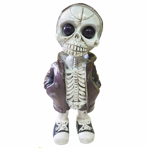 KMFASVX Totenkopf Figur Halloween Deko Skelett Ornament aus Harz,Gothic Schädel Statue für Wohnzimmer Schlafzimmer Büro Regal Geschenk für Männer & Frauen zu Halloween oder Gedenktagen (B)