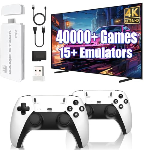Febotak 2025Upgraded Retro Gaming Console Pro, 4K HDMI Video Game Consoles with 40,000+ Games &15 Emulators, Plug and Play Video Gaming Stick with Upgrade Dual 2.4G Wireless Controllers