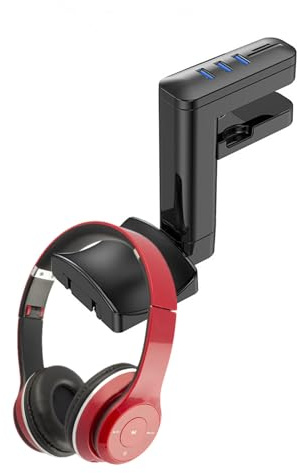 Générique Headphone Hook - Headphone Stand with USB Hub and Cable Clips Organizer | Detachable Under The Stand for PC , Workstation, Back, and