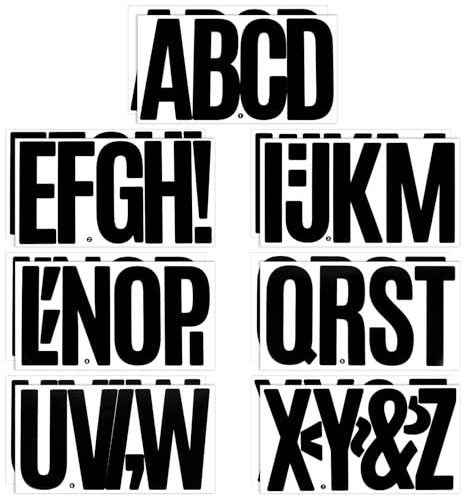 LXUEJIE 14 Blatt Große Buchstaben Aufkleber, Wasserfeste Alphabet Aufkleber 15 cm Buchstaben zum Aufkleben Schwarz Selbstklebend Vinyl Sticker Klebebuchstaben für Poster Autos Briefkästen Fenster