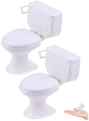 2 Stück weiße Kunststoff-Dekoration 1:12 Haus WC Haus Badezimmer Möbel Mini WC Kuchen Dekoration für Haus Zubehör Puppenhaus Dekor