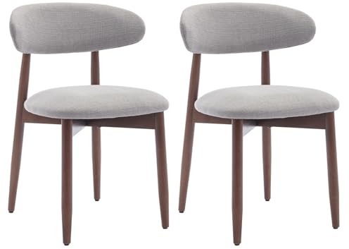 COLAMY Esszimmerstühle 2er Set, Polsternder Stühle Esszimmer mit Rückenlehne, Moderne Küchenstühle Gepolstert, Stoff Dining Chairs mit Back und Holzbeinen für Esszimmer, Küche, Restaurant, Hellgrau