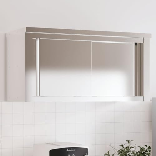 Nqyjm Küchen-Wandschrank mit Schiebetüren Edelstahl Hängeschrank für Badezimmer Küche Wäscheraum