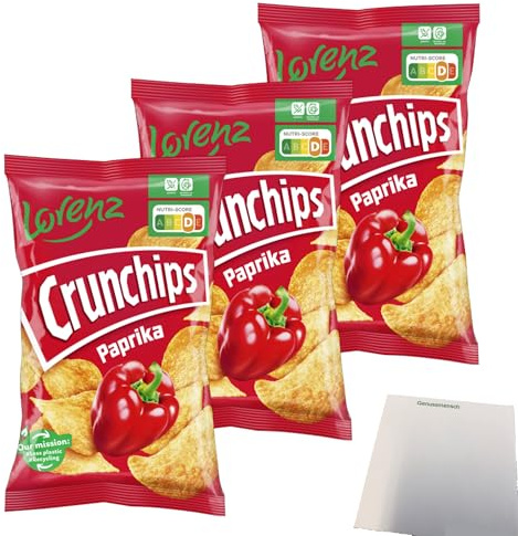 usy Bundle für Lorenz Chips Crunchips Paprika 3er Pack (3x150g Packung) + usy Block