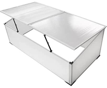 Holepyr Serra senza fondo con 2 coperchi in policarbonato per giardino, balcone e terrazza, serra resistente alle intemperie, ideale per verdure, erbe, fiori, protezione antigelo, casetta di
