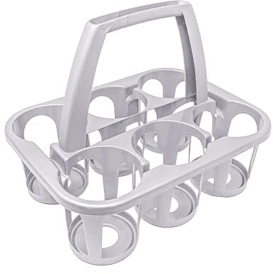 6 x Plastic Beer Garden Glass Collector Carrier Milk Bottle Holder Bottles Storage Saver Drinks Organizer Holding Container with Handle (Silver)
