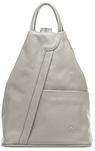 Caspar 2in1 Leder Rucksack Schultertasche Sportlich Elegante Damen Handtasche - SIGNATURE LINE - Modell No.782 - Made in Italy, Farbe:hellgrau, Accessoires:One Size