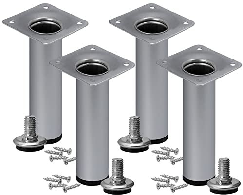 Stahlia Möbelfüße verstellbar (4er Set) Chrom Matt 40cm Höhe belastbar bis 50kg Sofafüße Schrankfüße Möbelbeine höhenverstellbare Füße Metallbeine