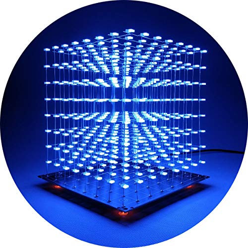 iCubeSmart Cube LED 3D8 Kit électronique bricolage Avec le logiciel de montage d'animation 3D Cube LED 8x8x8 Kit d'exercices Apprendre à souder (3D8S-BLUE)