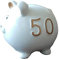Goldbach Sparschwein mit Zahl 50 Gold, Dolomit 14x13x14cm