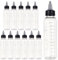 BENECREAT 12PCS Échelle de 110 ML Flacons en Plastique vides à Presser avec Un Capuchon Twist Noir Bouteilles graduées distributrices à Presser pour Encre Liquide, huiles, gels, Colle
