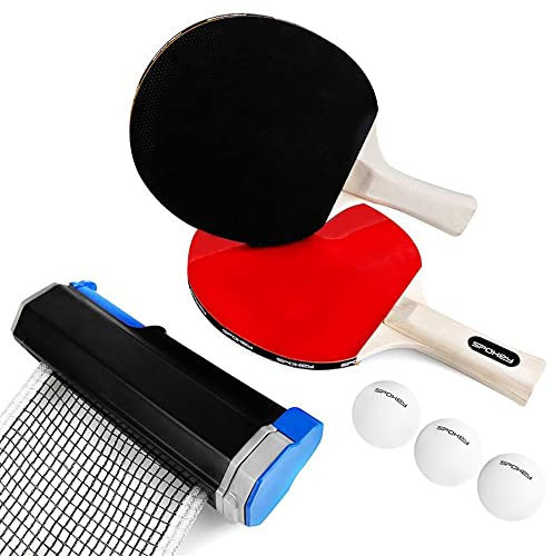 Spokey Tischtennis Set Tischtennisschläger mit Netz, Schläger und Bällen ROLL Joy