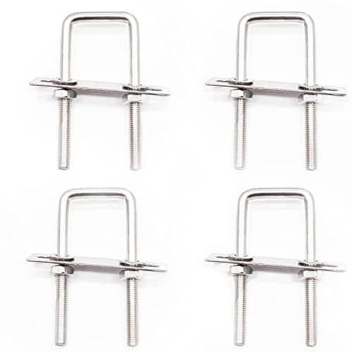 Qixuer 4 Piezas Tornillos en U,Pernos U Cuadrados Tornillo Forma U Rosca Pernos Acero Inoxidable Pernos Forma U M8 En U Rosca En Forma de U Tuercas Pernos Para Coches Domésticas Industriales