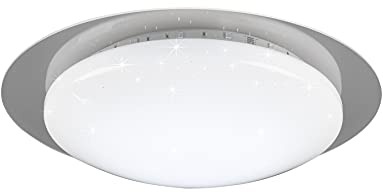 Reality Leuchten LED Deckenleuchte Bilbo R62093500, Kunststoff weiß oder klar, inkl. 13 Watt Farbwechsel LED, Starlight Effekt, Fernbedienung Durchmesser 35cm