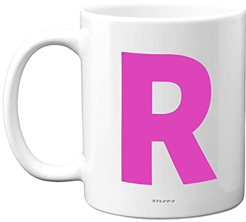 Stuff4 Personalised Alphabet Pink Initial Mug - Letter R Mug, Gifts for Her, Mothers Day, Birthday Gift for Mum, 11oz Ceramic Dishwasher Safe Anniversary, Valentines, Christmas, Retirement