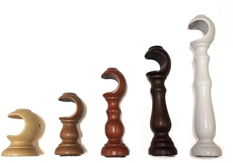 TENDEEVOLUTION Paar Gardinenstangen Halterung aus Holz, Wandhalter für Gardinenstangen Durchmesser 35 mm, Farbauswahl & Größen wählbar (NUSSBAUM, PAAR 6 CM STÜTZEN)