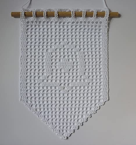 Fensterbild 16x23cm Fensterschmuck Glocke gehäkelt Baumwolle (weiß)