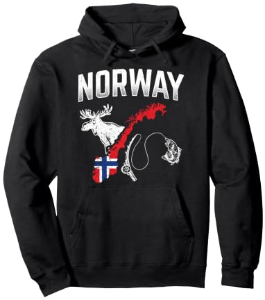 Norwegen Urlaub Norwegen Landkarte Angel Norwegen Elch Pullover Hoodie