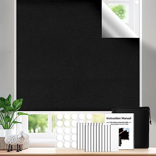 Digiroot Blackout Blind, 300x145cm Blackout Blinds Stick On, No Drill Temporary Blinds for Windows, Portable Blackout Blind for Bedroom, Nursery, Loft, Travel RV Car