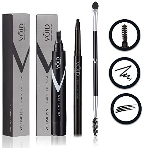 VOID Homme Bartfüller Stift & Bartstift Kit mit Pinsel, wasserdichter Bartfüller, wischfester Bartstift, Abdeckung Patches sofort für natürliche Bartfülle (schwarz)