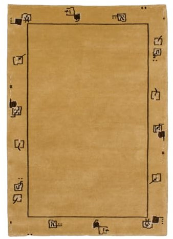 Lifetex.eu Designteppich Nepal Modern mit Bordüre ca. 120 x 170 cm Gelb handgeknüpft Schurwolle Modern hochwertiger Teppich