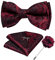 DiBanGu Nœud papillon en soie pour homme avec boutons de manchette carrés de poche, bordeaux, taille unique