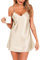 Lovasy Nuisette Femme Satin Spaghetti Nuisette en Soie pour Femmes Babydoll Court Chemise de Nuit Bretelles Reglables Col V,Champagne,S