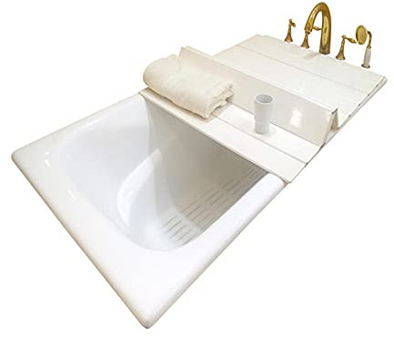 Badewannenabdeckungsdeckel, quadratisch faltbare Isolierung, Staub-Badezimmerabdeckungen, Bücher lesen, Filme schauen, Halterung, Badezimmerregal, Dicke 0,6 cm (Color : White, Size : 165x80x0.6cm) (