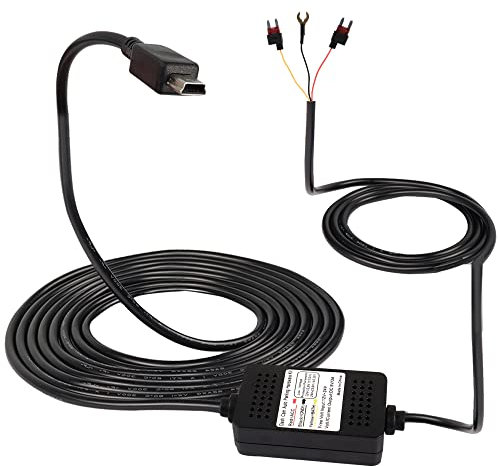 MEIRIYFA Dash Cam ACC Hardwire Kit, Mini USB Hardwire Dashcam Kit Step-Down Cable, 12V-24V to DC 5V 3A Car Dash Charger Power Cord for Cars Camera GPS - 3.5m…