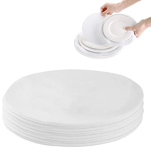 ReFeltidolom Thick Felt Plate Dividers, Set of 48 Plate Separators Round China Storage Dividers Dish Protectors White Felt Pads for Stacking China/Dish/Saucers, 10.5 Inch