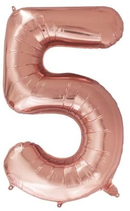 Palloncino numero 5 Oro Rosa 101 cm - Ideale per decorare feste e compleanni - Con accessorio per gonfiare - Aria e elio.