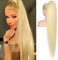 Flufymooz Ponytail Extension Pferdeschwanzverlängerung, 91 cm langer gerader Pferdeschwanz mit Kordelzug, Lockiger Pferdeschwanz Synthetisches Haarteil für Damen(Blond)