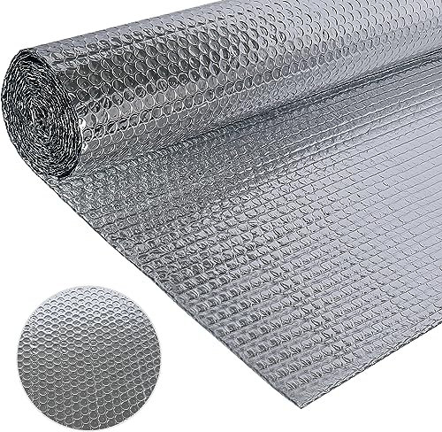 Pellicola isolante in alluminio su entrambi i lati, 60 cm x 3 m, spessore 3 mm, pellicola isolante riflettente, in alluminio, per radiatori isolanti, tetti, finestre, tubi, ecc