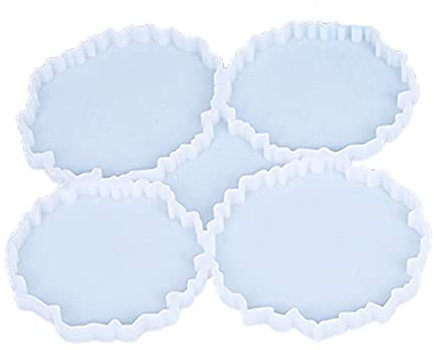4-in-1-Kristall-Epoxidharz-Untersetzer-Tablett-Formen, Achat-Geoden-Harzformen, Coaste-Herstellungszubehör, Büro- und Heimdekoration