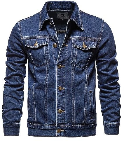 Duohropke Chaqueta vaquera para hombre, estilo motero, estilo vaquero, informal, abrigo de camionero, chaqueta clásica, chaqueta vintage, blusa, entretiempo