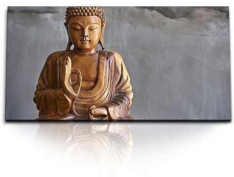 Paul Sinus Kunstdruck Bilder 120x60cm Buddha Holzstatue Buddhismus Asien Meditationsbild
