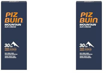Piz Buin Mountain Sonnencreme mit LSF 30, Sonnenschutz speziell fürs Skifahren und Wandern, gegen Wind und Kälte, 50ml (Packung mit 2)
