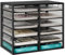 EasyPAG 12 Fächer Metall Holz A4 Büro Schreibtisch Organizer Dokumentenhalter Aktenablage Zeitschriftenhalter Briefablage Papier Magazin Organisator,Schwarz