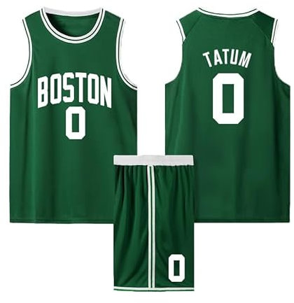 ABRTJCL Kinder/Erwachsener Basketball Trikot Set, 2-Teiliges Ärmelloses Anzug, Jersey & Shorts Grün XL