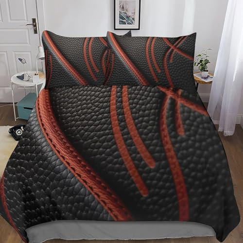 Basketballsport Bed Linen Light Plush Long Mikrofaser Duvet Cover Warm Basketball Platz Duvet Cover And Pillowcase with Zip Hypoallergener Mikrofaser Für Kinder Teenager Erwachsene Double（200x200cm）