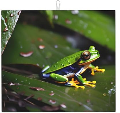 Yqxwjl Geschirrmatte, Motiv: Peace Tree Frogs Print, super saugfähige Abtropfmatte, Abtropfmatte für Kaffeemaschine, Geschirrständer