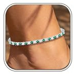 Sfoni Ankle Bracelet for Women, Adjustable Slider Bracelet Anklet with Cubic Zirconia Summer Ankle Chain Anniversary Birthday Graduation Jewellery Gifts for Teen Girls, with Gift Card & Box