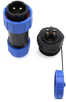 HangTon TY20 2 Pin 25A Screw Terminal Connector, Aviation Waterproof Quick-Disconnect, Panel Mount Male Female Cable Plug Socket for Power Outdoor Device Boat Marine